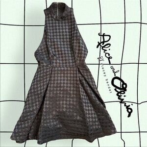 Alice & Olivia Jacquard Check Skater Cocktail Dress